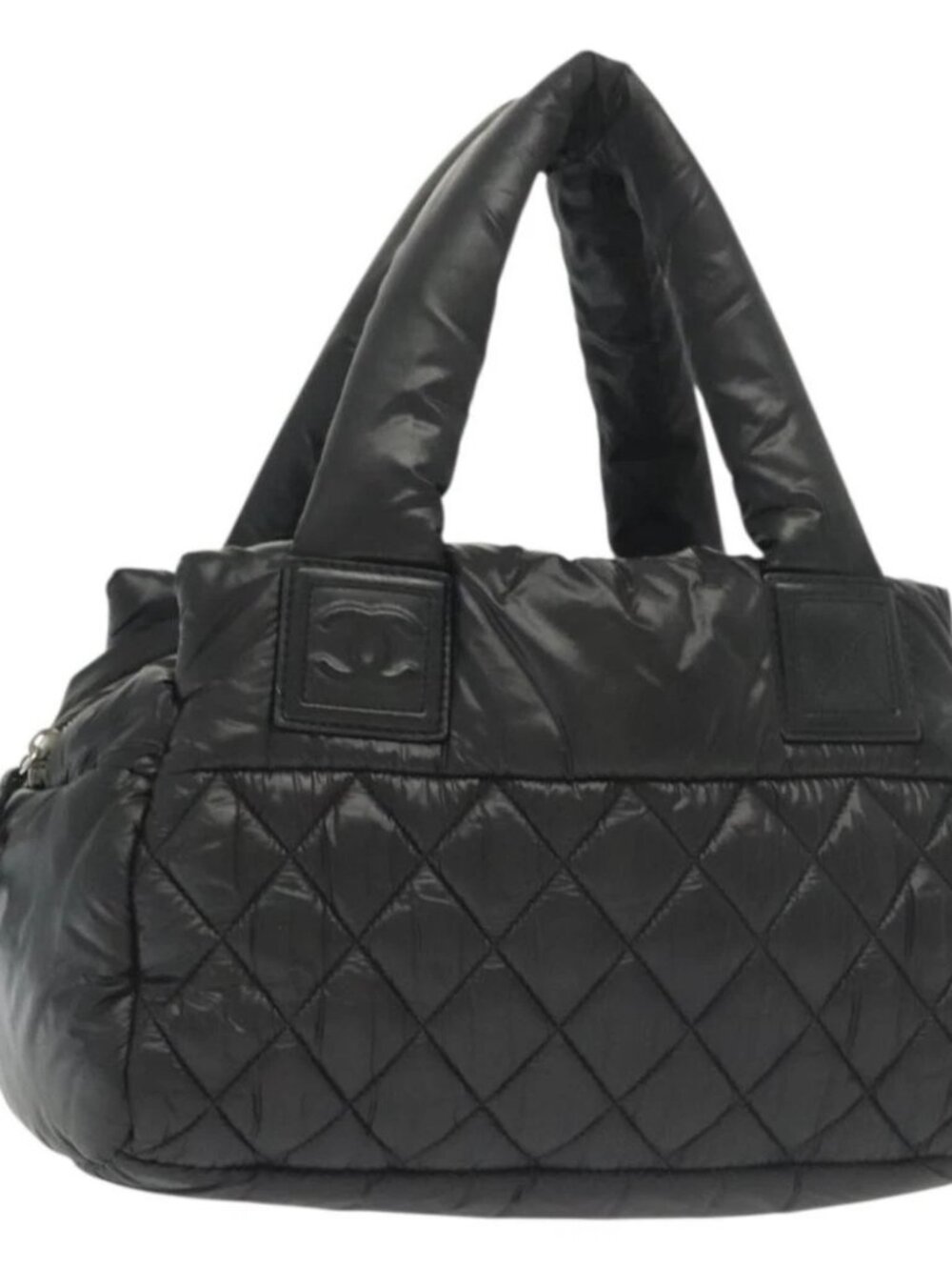 CHANEL Cococoon Hand Bag Nylon Black Silver CC Auth BA5555 - Picture 1 of 15